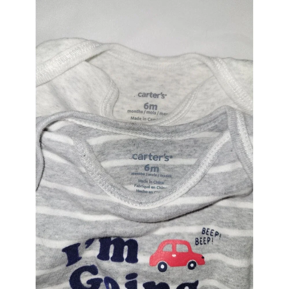 Carter's Size 6 Months Gray Striped Bodysuit Bundle